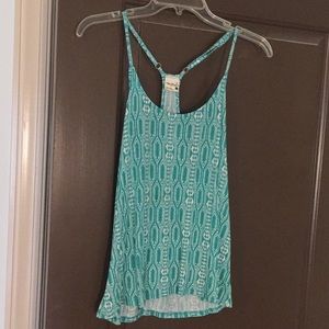 TURQUOISE RAZER BACK SPAGHETTI STRAP TANK TOP